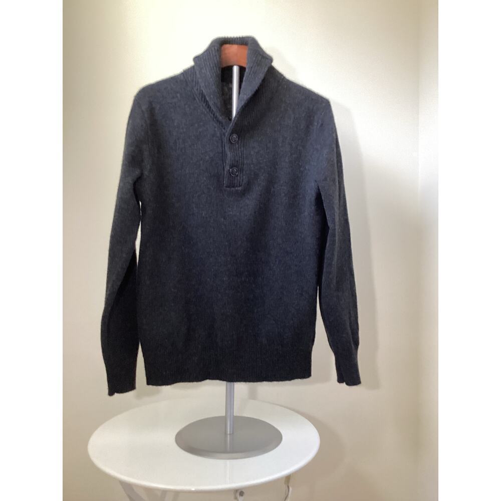 J.Crew Men's Gray‎ 100% Lambs Wool Long Sleeve Sweater shawl collar  small